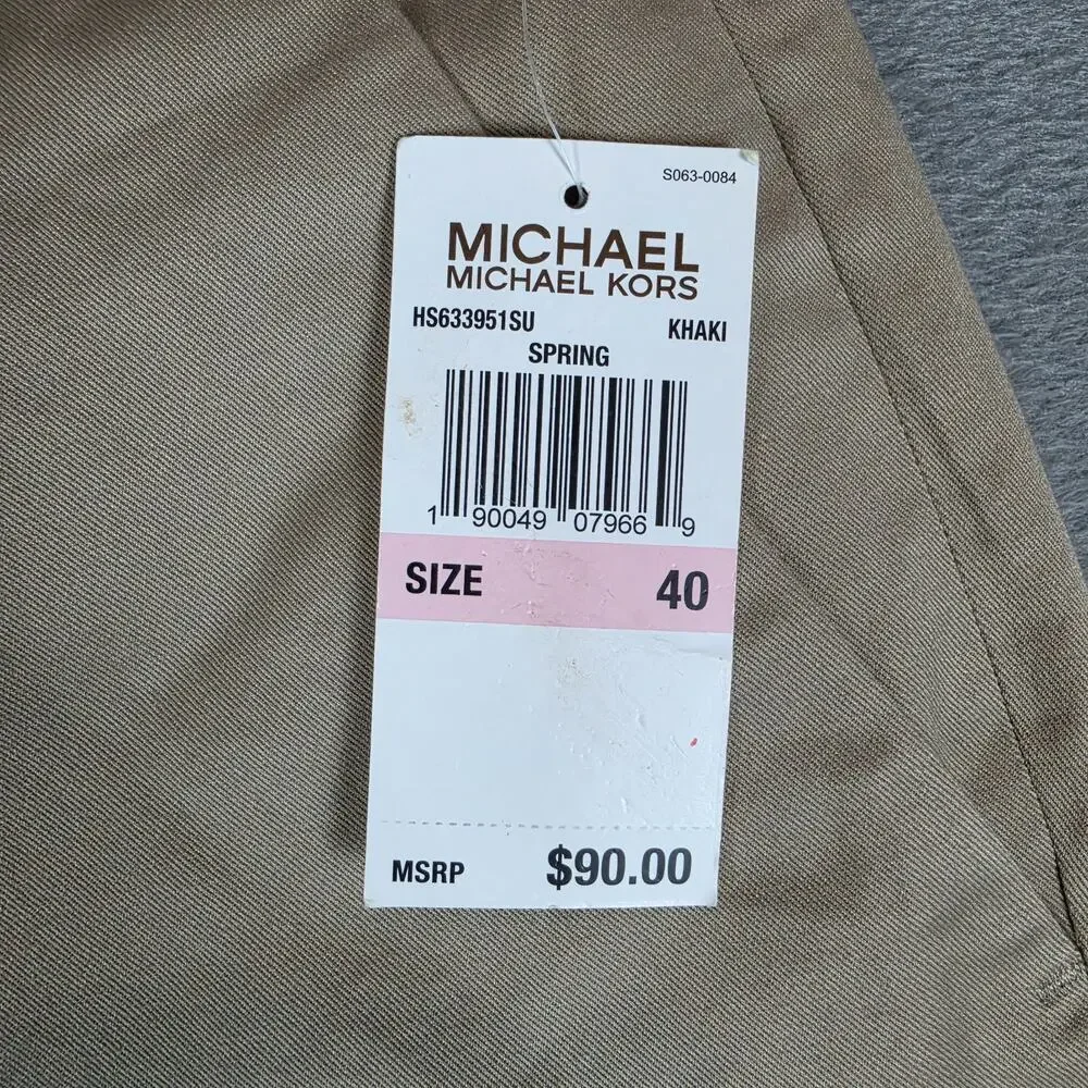 Michael Kors Men's Khaki Chino Shorts Size 40 NWT Flat Front Casual MSRP $90